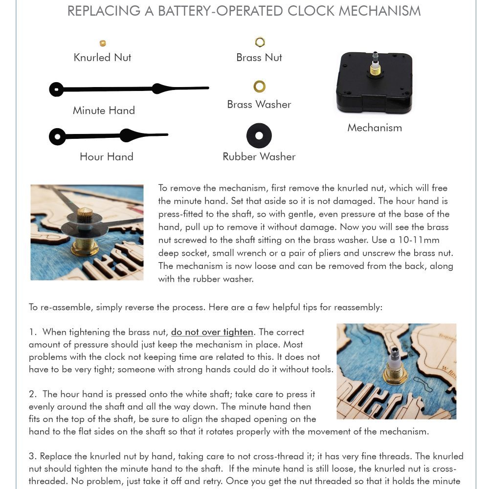 Replacement Clock Mechanism Instructions
