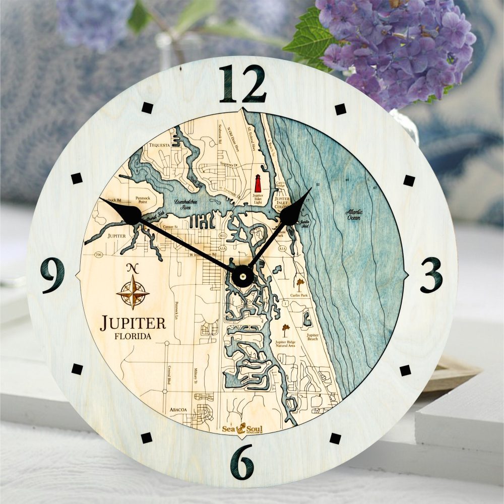 Jupiter Clock Bleached Blue with Blue Green Water