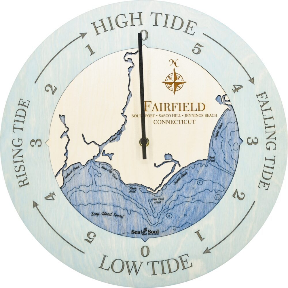 Fairfield Tide Clock in Bleached Blue with Deep Blue Water