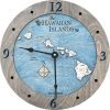 Hawaiian Islands clock driftwood gray accent with deep blue water product image