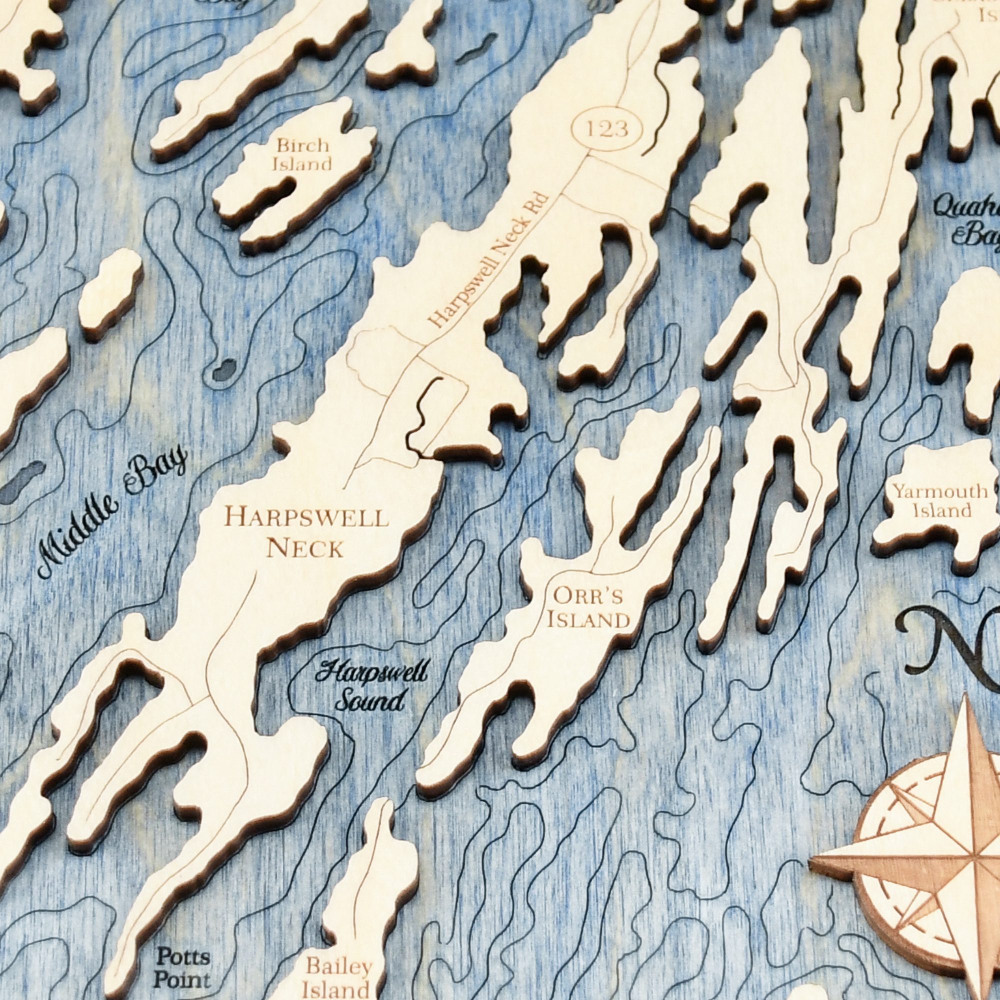 harpswell db detail image with compass