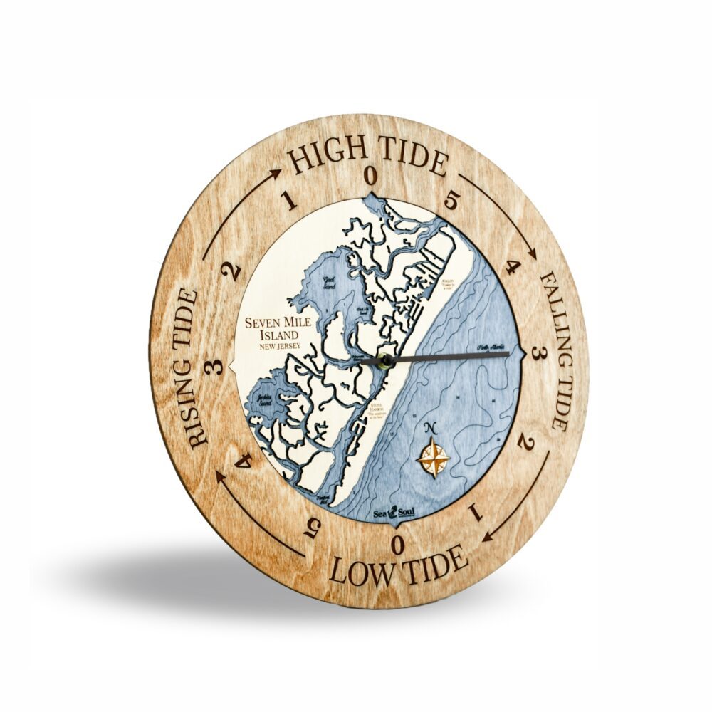 Seven Mile Island Tide Clock Americana Accent Ring with Deep Blue Water Angle