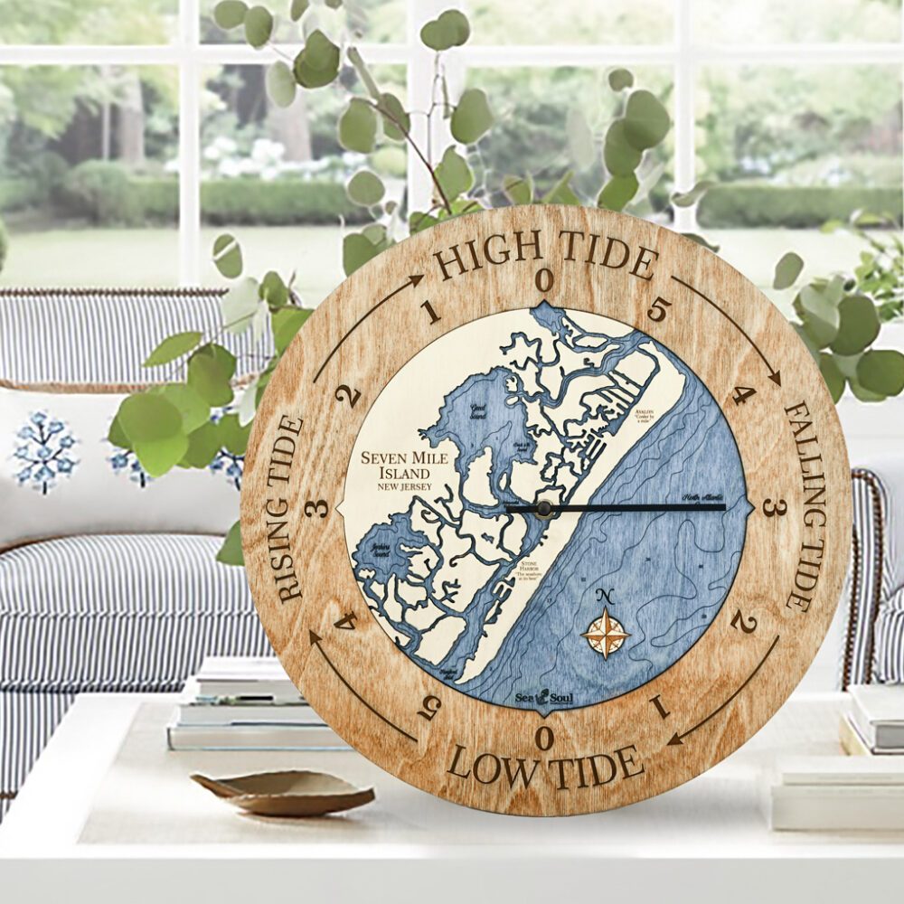 Seven Mile Island Tide Clock Americana Accent Ring with Deep Blue Water in use