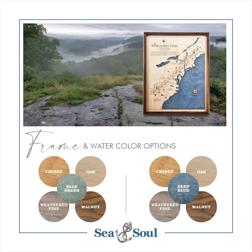 Appalachian Trail Thru-Hike Map frame options