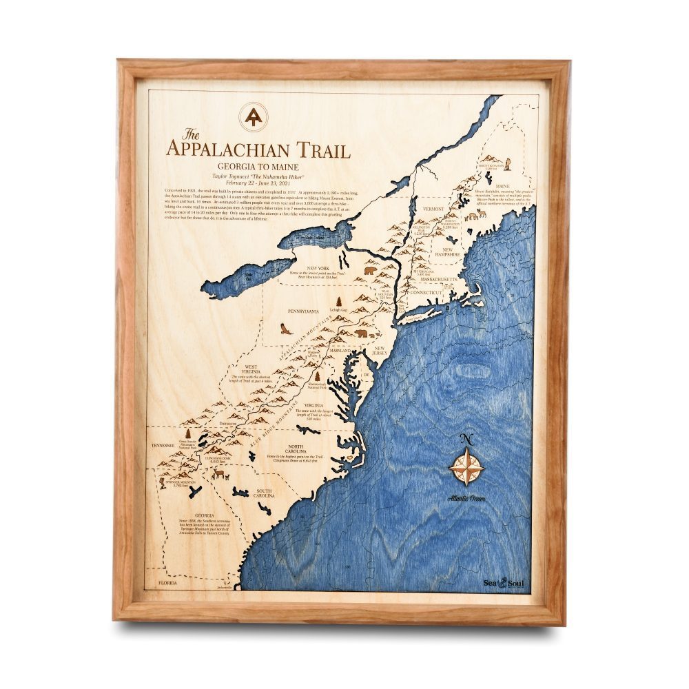 Appalachian Trail Thru-Hike Map Cherry frame
