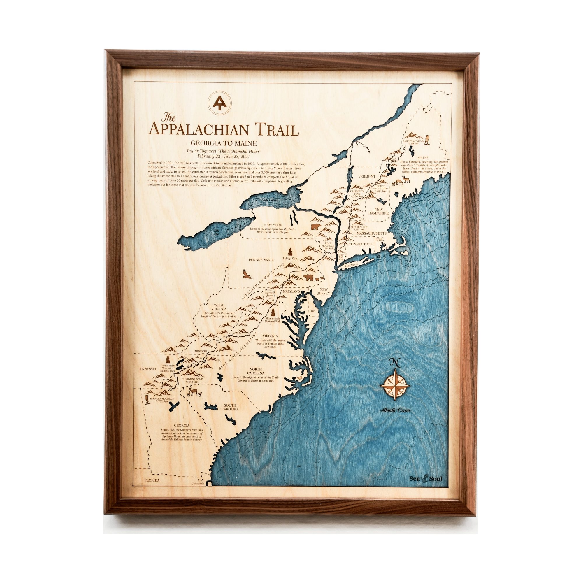 Appalachian Trail Thru-Hike Map iWalnut frame