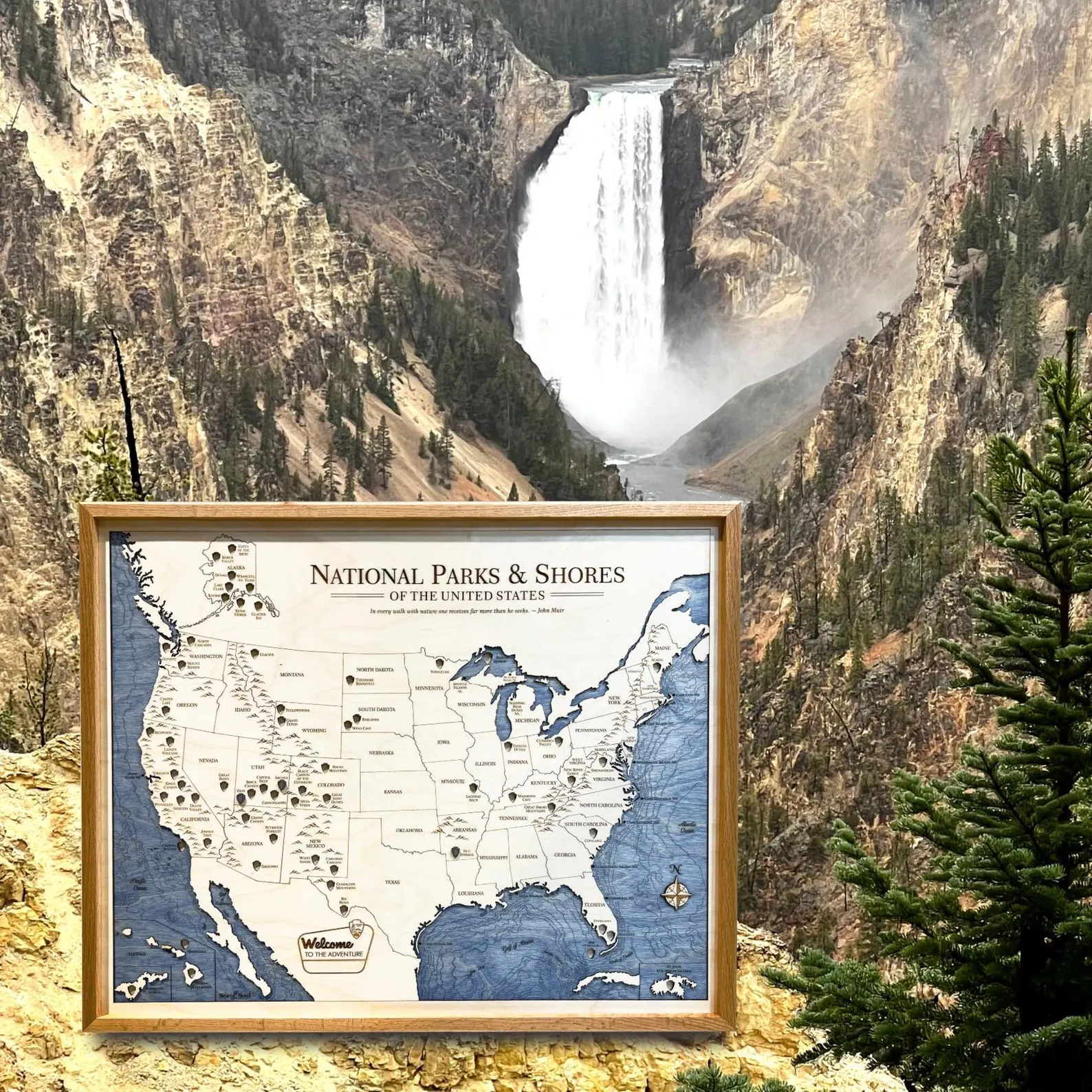 National Parks Adventure Map Park Yellowstone -Zoom Detail