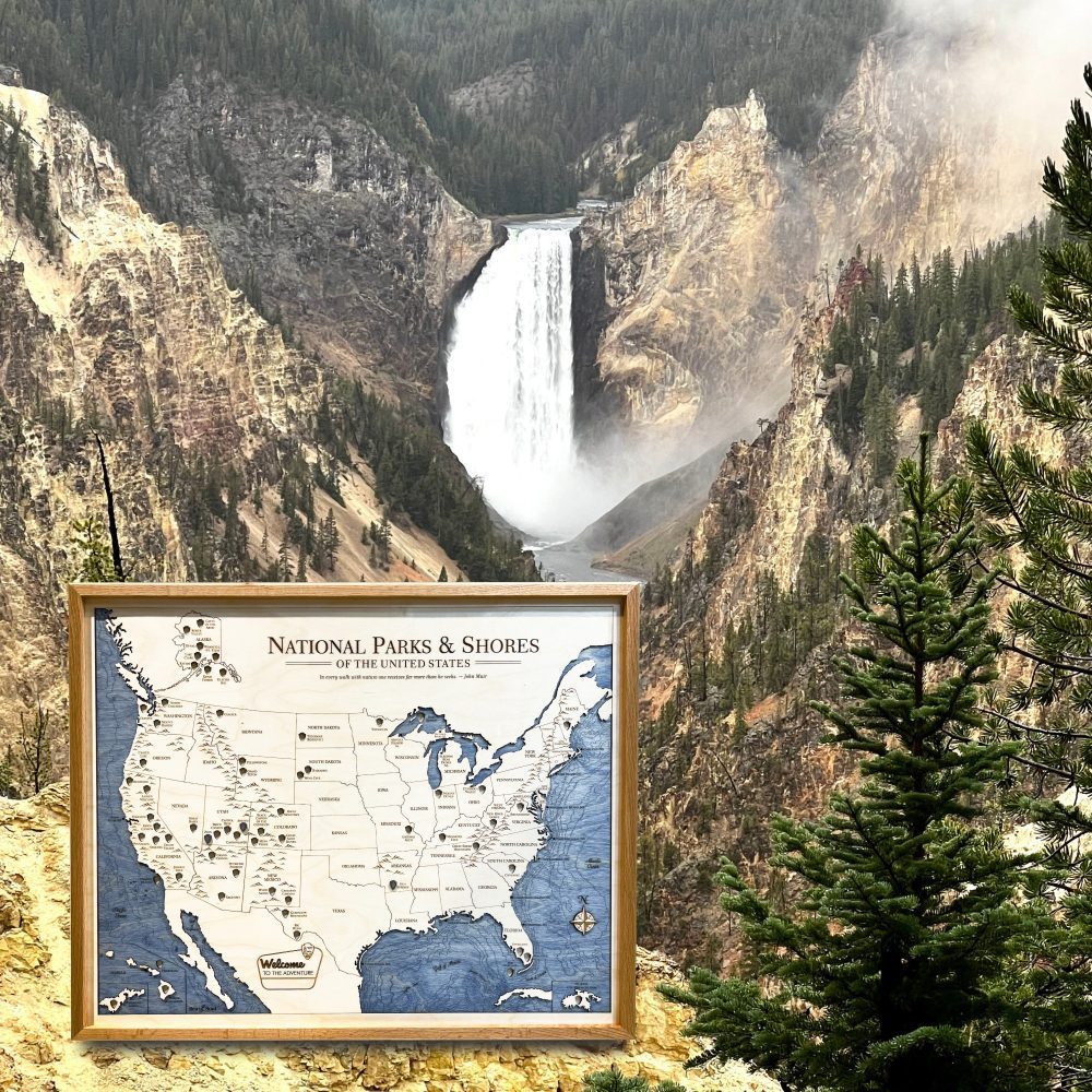 National Parks Adventure Map Park Yellowstone in use
