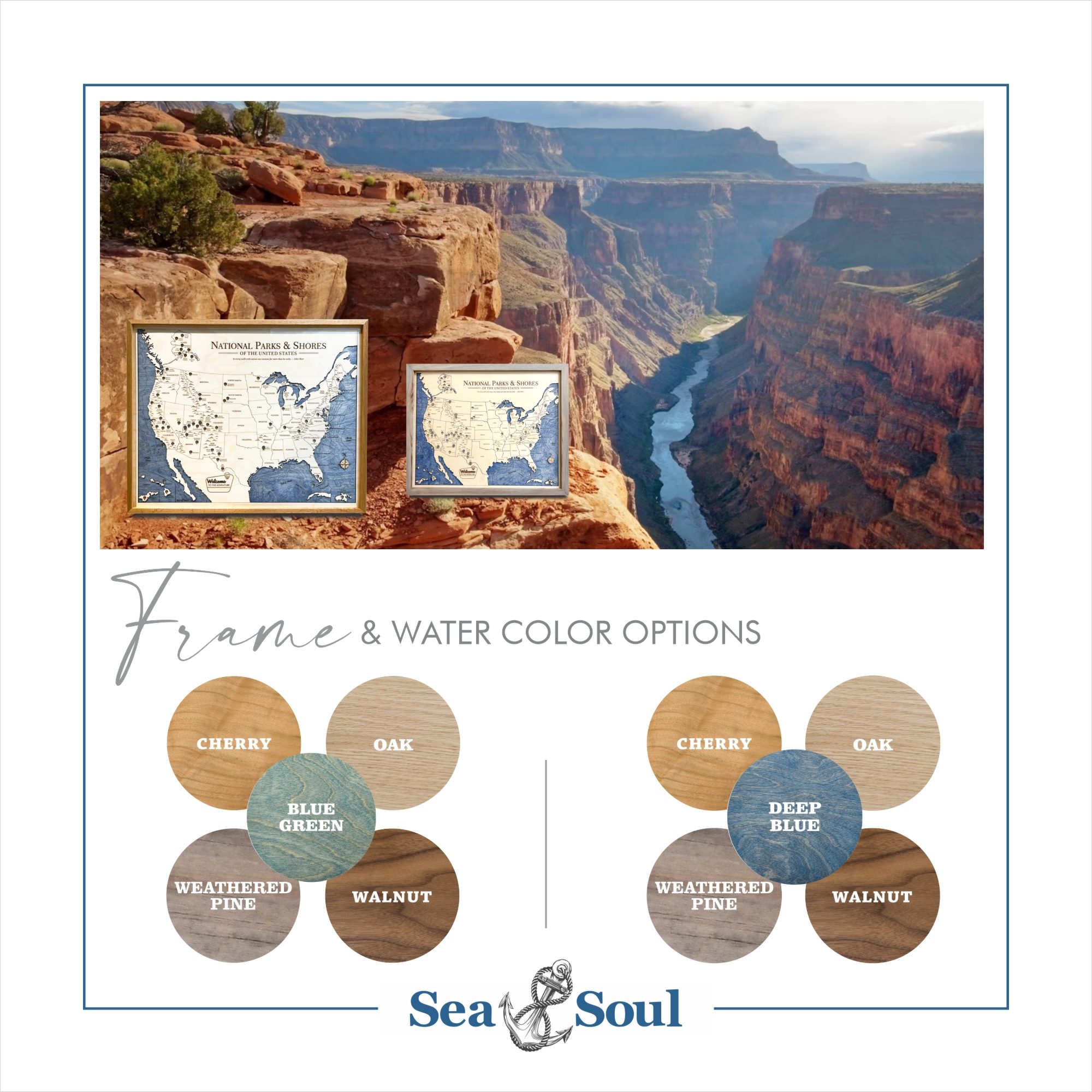 National Parks Adventure Map Park Frame Options