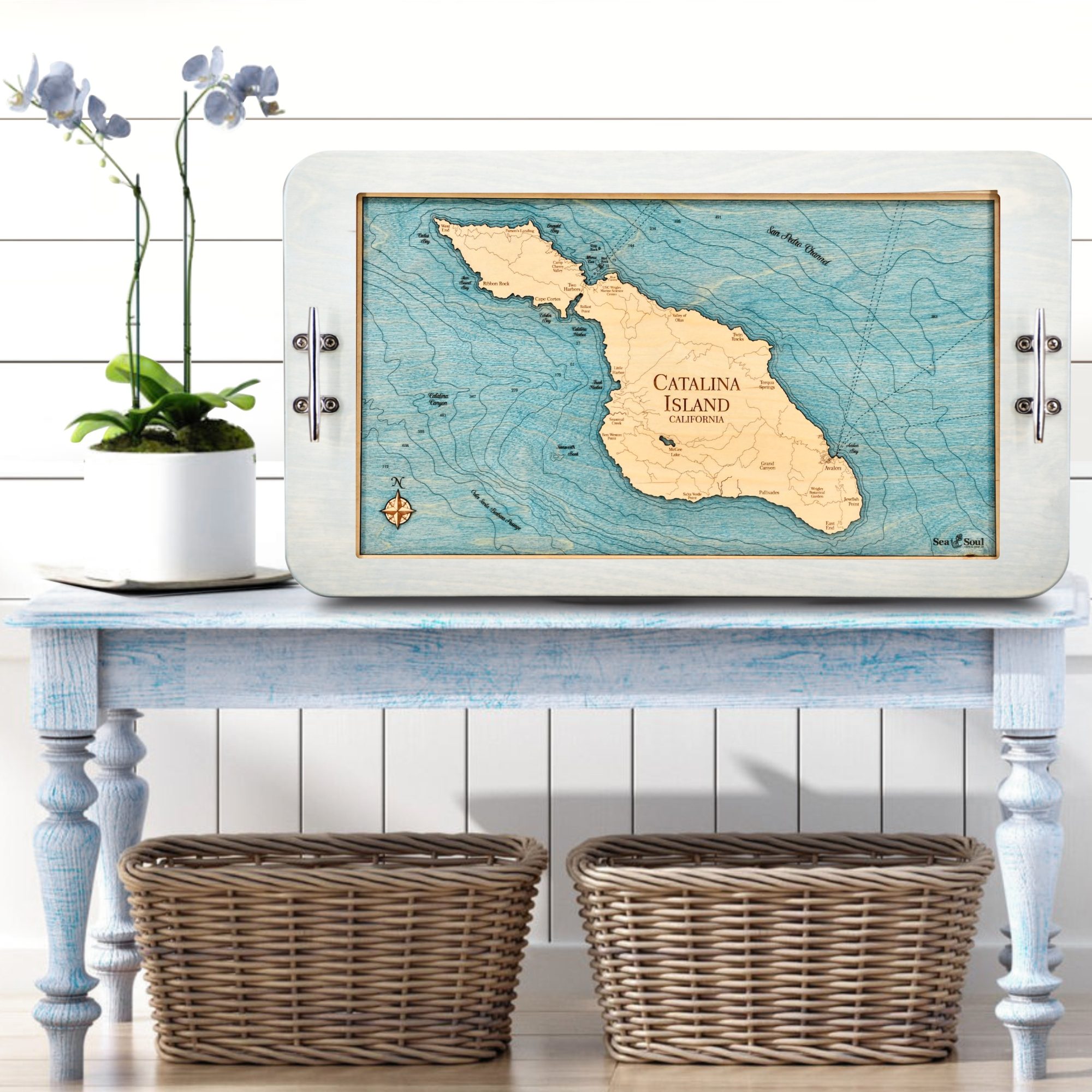 Catalina Island Coastal White with Blue Green Water