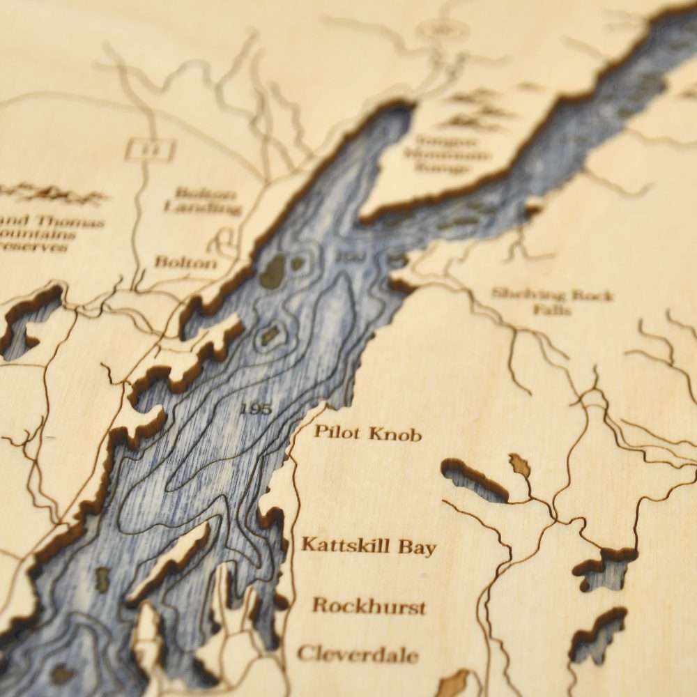 Lake George Serving Tray Driftwood Frame + Deep Blue Water Detail