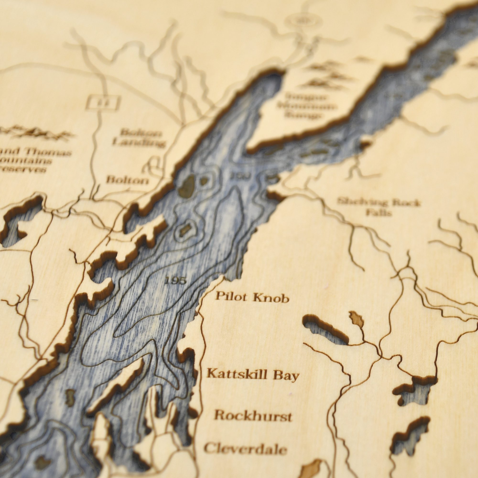 Lake George Serving Tray Driftwood Frame + Deep Blue Water Detail