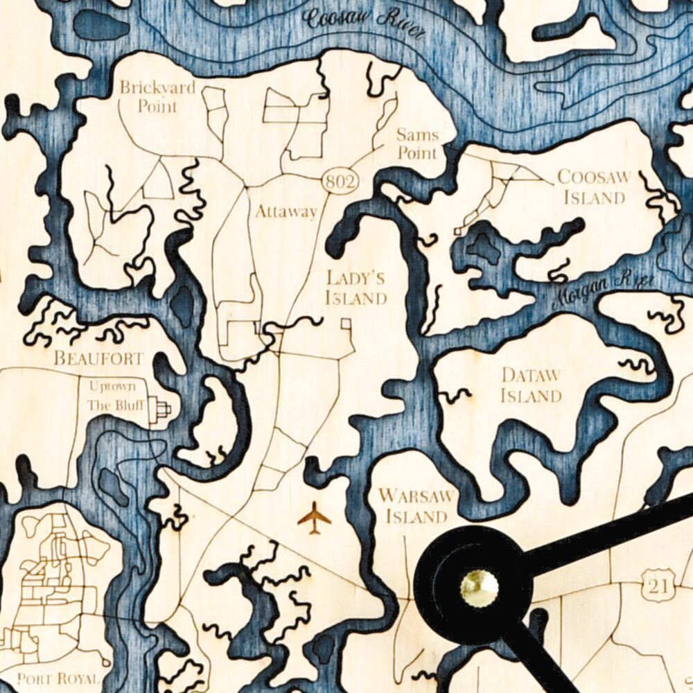 Beaufort South Carolina Clock Detail in Deep Blue