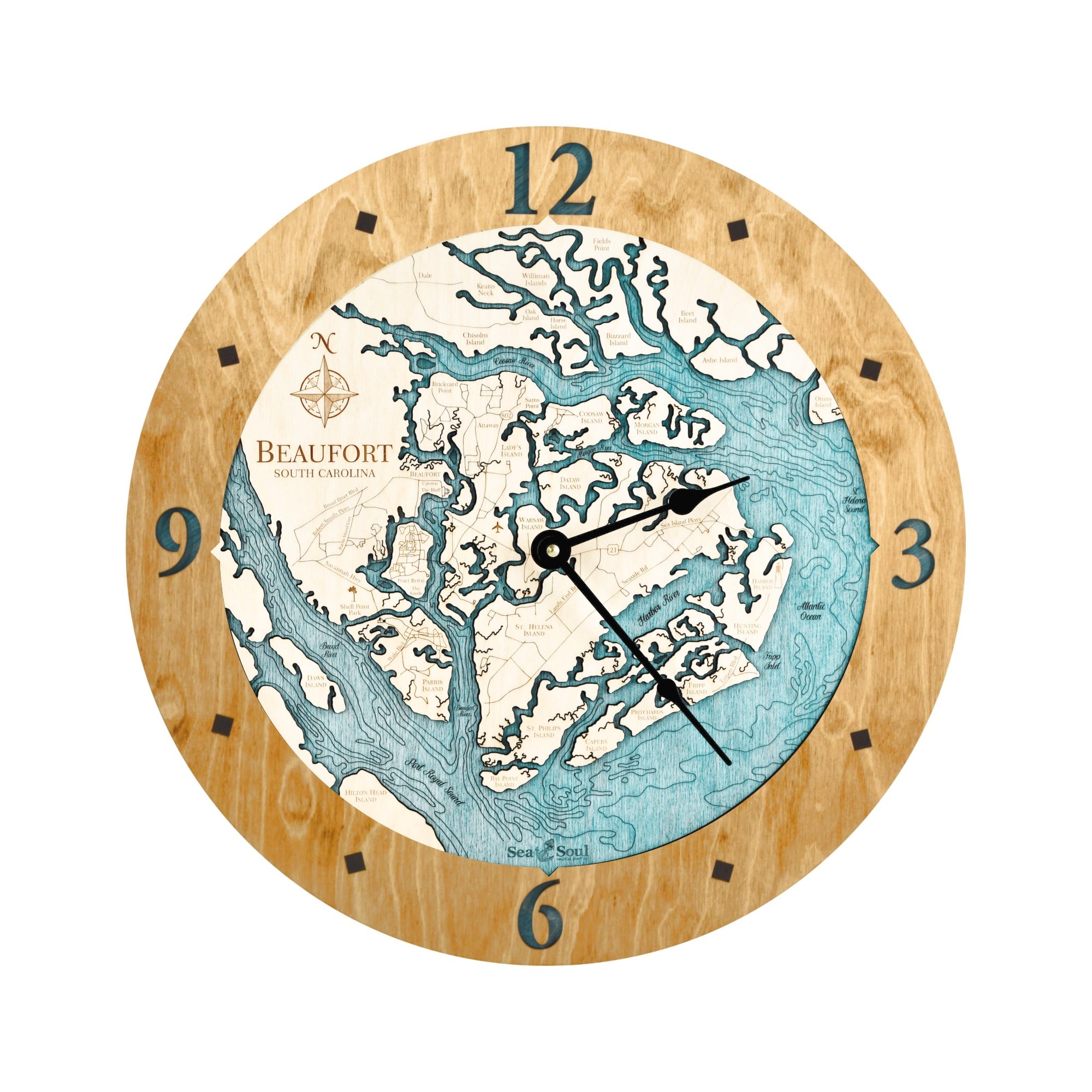 16" Beaufort South Carolina Nautical Map Clock - Image 28