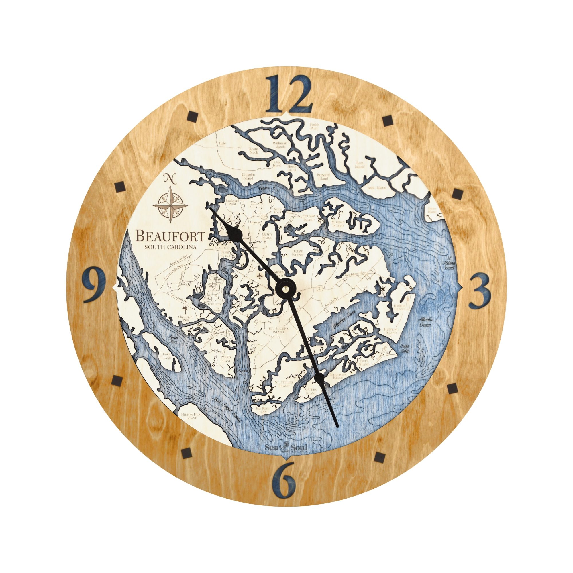 16" Beaufort South Carolina Nautical Map Clock - Image 29