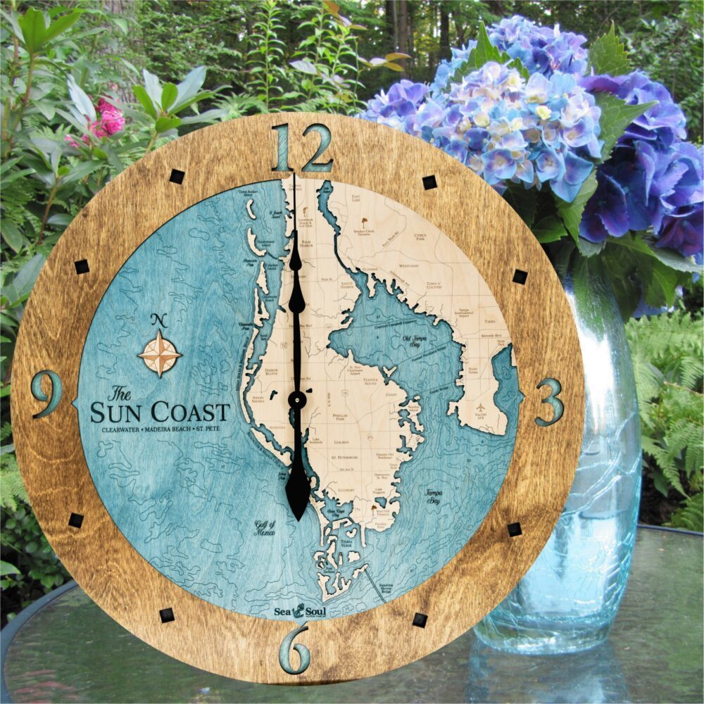 Sun Coast Clock in Americana and Blue Green on patio