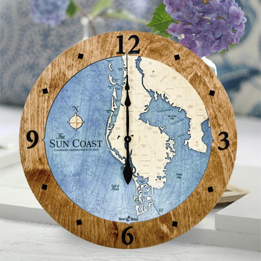Sun Coast Clock in Americana and Deep Blue on table