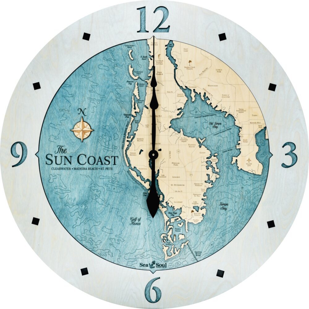 Sun Coast Clock in Bleached Blue and Blue Green