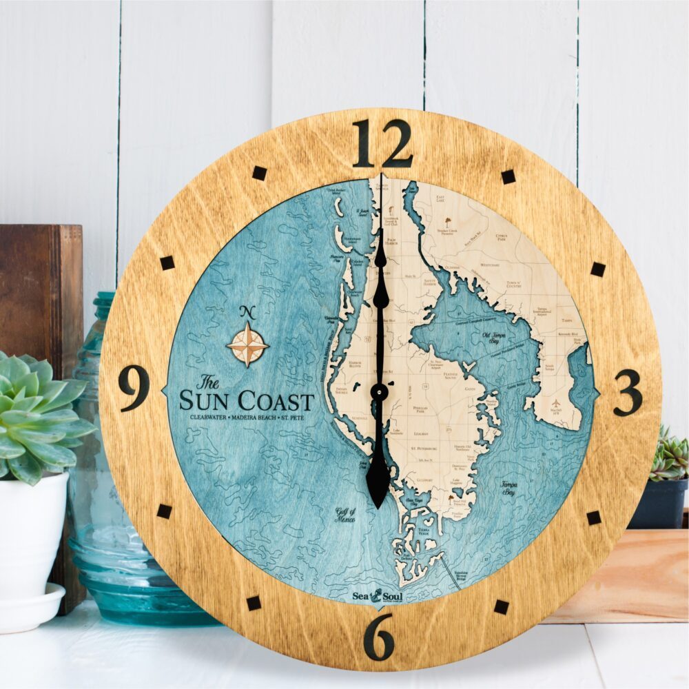 Sun Coast Clock in Honey and Blue Green