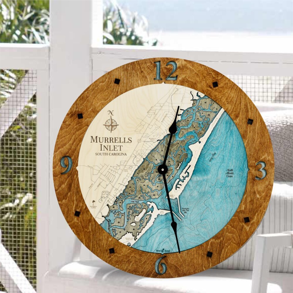Murrells Inlet Clock Americana with Blue Green Water in use