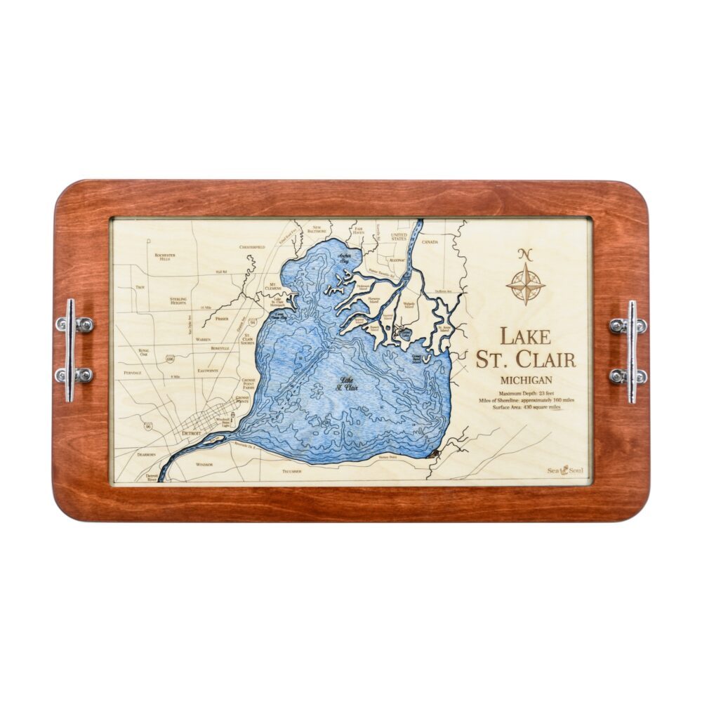 Lake St Clair Serving Tray in Mahogany with Deep Blue Water product image