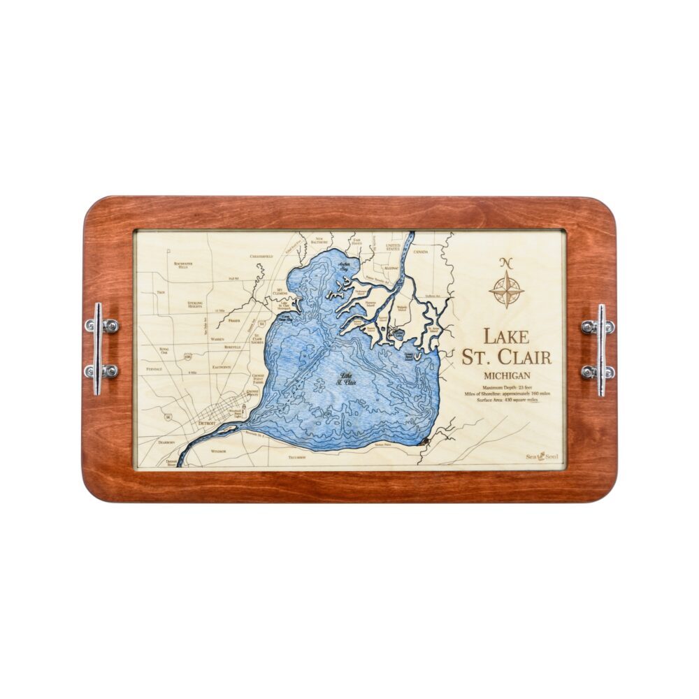Lake St Clair Serving Tray in Mahogany with Deep Blue Water listing photo