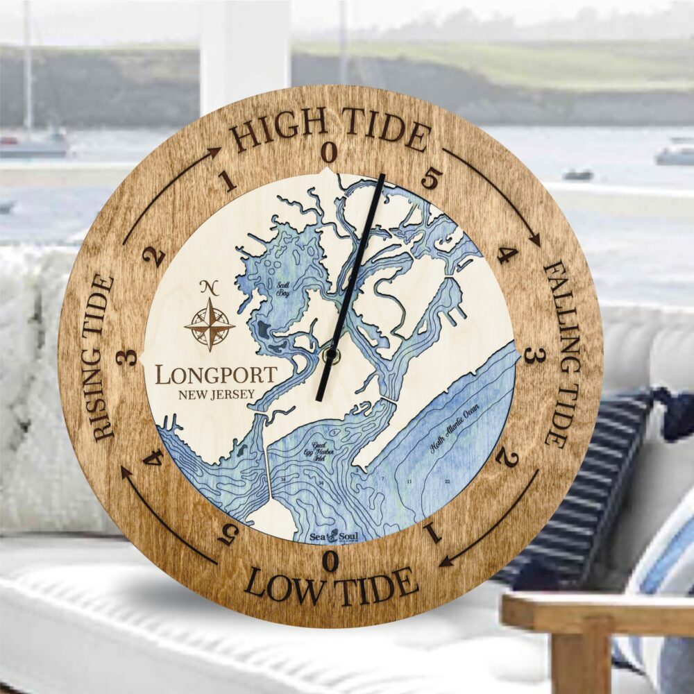 Longport New Jersey Tide Clock in Americana with Deep Blue Water in use.